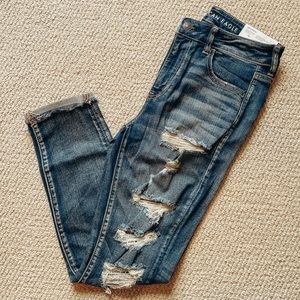 High Waisted Ripped Crop Jegging - American Eagle